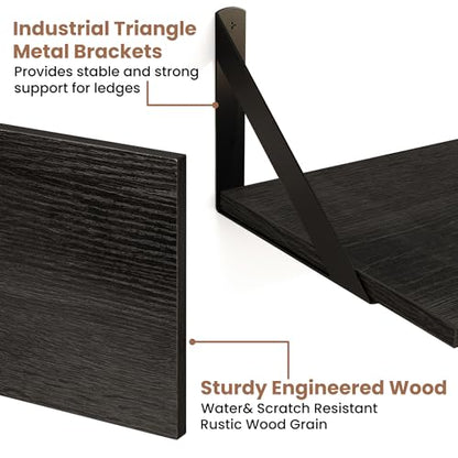 Axeman 55 Inch Floating Shelves, 8 Inch Deep Black Wall Shelves Set of 2 - color: Black, size: 55 Inch