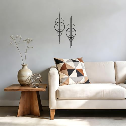 YATEASLU Abstract Line Art Wall Decor, Minimalist Circle Metal for Office