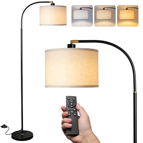 LALISU Arc Floor Lamps Modern Standing Remote Floor Lamp for Living Room - color: Black