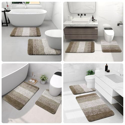 Arotive Microfiber Bathroom Rugs, Shaggy Soft Absorbent Bath Rug, 47x24 - color: Coffee, size: 47" X 24"