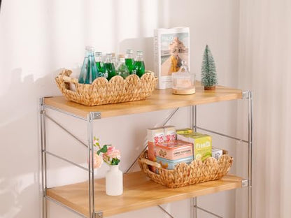 Coeusy 2 Pack Wicker Baskets, Cute Scalloped Baskets,Natural Water Hyacinth - color: Water Hyacinth
