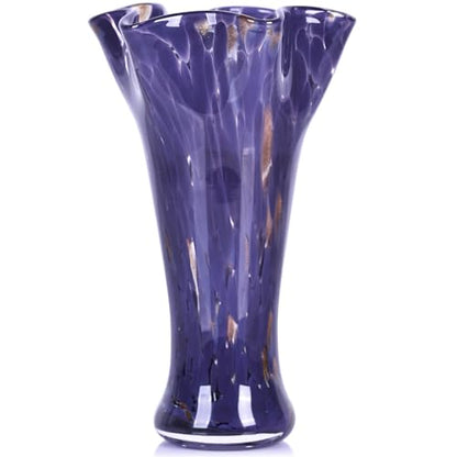 9.0" H Purple Glass Vases for Flower, Unique Hand Blown Glass Vase - color: Purple