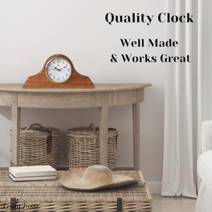 Mantel Clock for Fireplace, Solid Wood Silent Non-Chiming Mantle Clock - color: Light Wood
