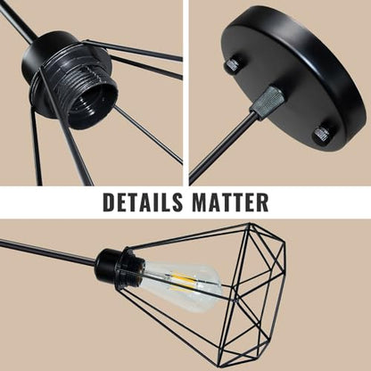 Maliralt Pendant Light Hanging Lights Fixture - Adjustable Hanging Lamps with Black Metal Diamond Shade for Kitchen Island, Dining Room Over Table, Breakfast Corner, Farmhouse Home Decor - 1 Pack - size: 7.18Inch-1Pack-Diamond Shade