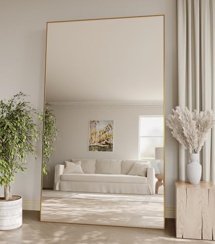 Koonmi 77"x38" Floor Mirror Full Length, Large Gold Mirror - color: Gold, size: 77"L x 38"W