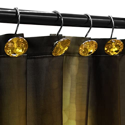 Crystal Diamond Round Shower Curtain Hooks Rings for Bathroom,Gold,12PCS - color: Gold