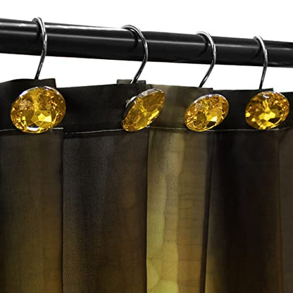 Crystal Diamond Round Shower Curtain Hooks Rings for Bathroom,Gold,12PCS - color: Gold