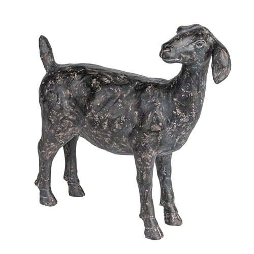 Creative Co-Op Resin Standing Goat Accent Décor with Cast Iron Finish, Black - size: 9-1/4"L x 3"W x 9-1/4"H