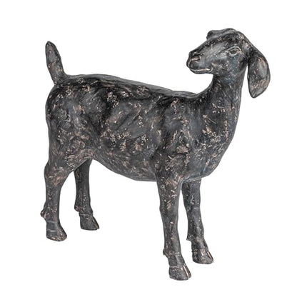 Creative Co-Op Resin Standing Goat Accent Décor with Cast Iron Finish, Black - size: 9-1/4"L x 3"W x 9-1/4"H