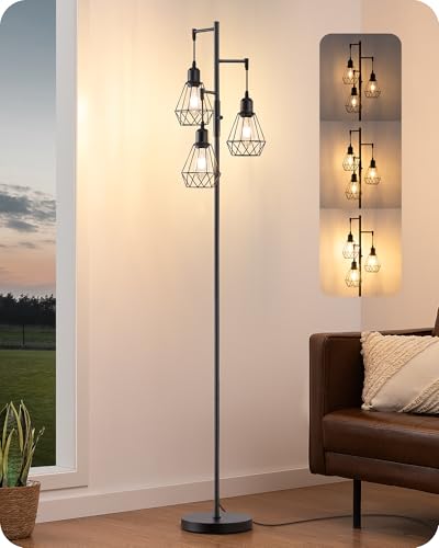 EDISHINE 70IN Farmhouse Floor Lamps for Living Room, Black Dimmable - color: Black