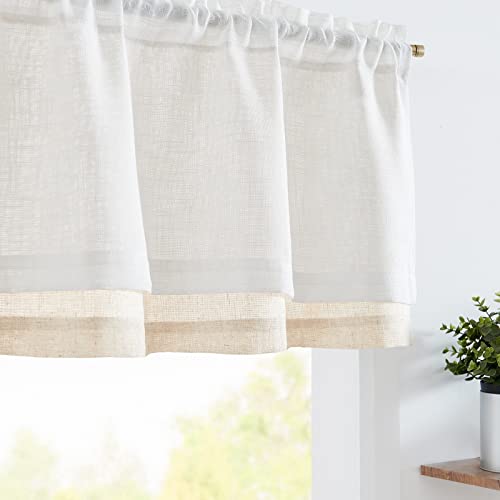 jinchan Kitchen Valance Curtain Double Layers, 50x16, 1 Panel, White - color: Double Layer | White, size: 50"W x 16"L (Pack of 1)
