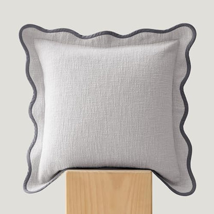 Double Stitch 100% Cotton Scalloped Throw Pillow Covers, Winter Sky - color: Winter Sky, size: 20" x 20" (Pack of 1)