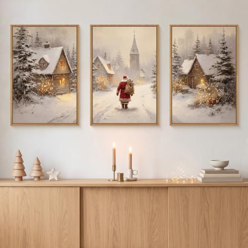 Celestdeco Large Christmas Santa Claus Framed Canvas Wall Art Set-16"x24"x3 - color: Christmas Santa Claus Wall Art, size: 16"L x 24"W
