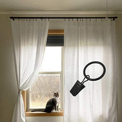 LLPJS Curtain Rings with Clips, 1 inch ID, 100 Pack, Black - color: Black, size: 1" I D Set of 100