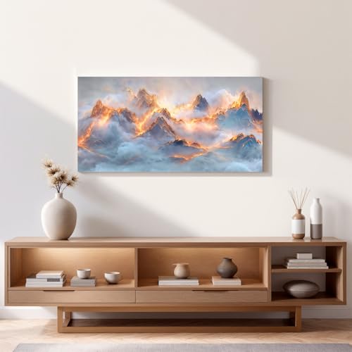 YISXINOAG Golden Snow Mountain Wall Art Abstract Landscape Painting 20"X40" - color: gold white, size: 40"L x 20"W