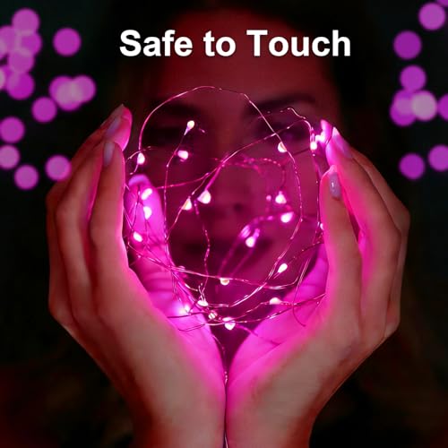 1Pack USB Plug in Fairy String Lights,16ft 50 LED Copper with Remote and Timer, 8 Modes Waterproof Twinkle String Lights for Bedroom Indoor Party Wedding Christmas Decoration(Pink) - color: Pink, size: 1 Pack