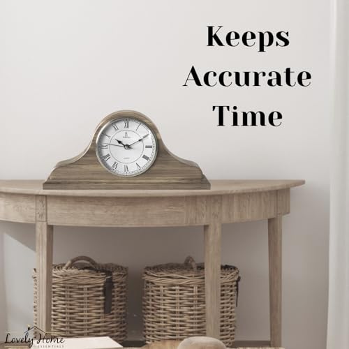 Mantel Clock for Living Room, Grey Ash Wooden Farmhouse Silent Mantle Clock - color: Grey Ash