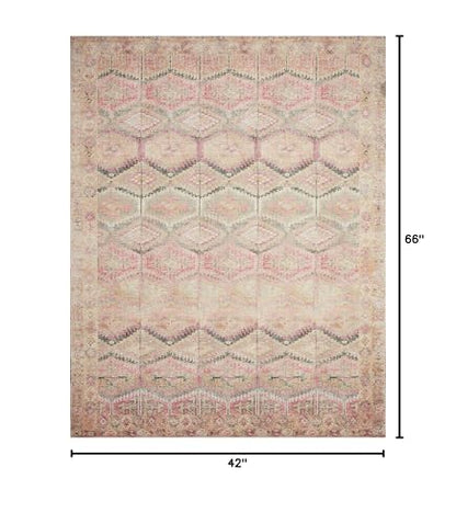 Loloi Layla Pink/Lagoon 3'-6" x 5'-6" Accent Rug - color: Pink / Lagoon, size: 3'6" x 5'6" (Rectangular)