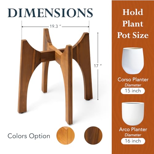 KUTE NEST 17" H x 19.3" W Acacia Solid Wood Plant Stand - Walnut - color: Walnut, size: High - Medium - 17"H x 19.3"W
