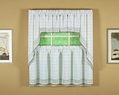 Today's Curtain Adirondack 2-Tone Crochet Tier 24", White/Gray, 60W x 24L - color: White/ Gray, size: 60"W x 24"L (Pack of 1)