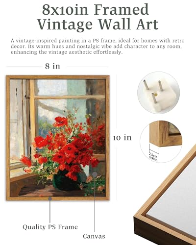 UPWOIGH Olga Wisinger-Florian Poppies Framed Wall Art, 8 x 10 Inch - color: Red Poppies, size: 10"L x 8"W