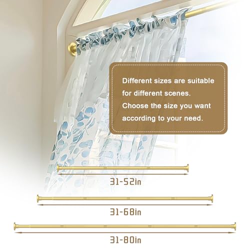 GXOACKJ Gold Shower Curtain Rods - 31-80 Inch Spring Tension Shower Rods for Bathroom, Adjustable, No Drilling, No Rust, Stainless Steel - color: Gold, size: 31-80 inches