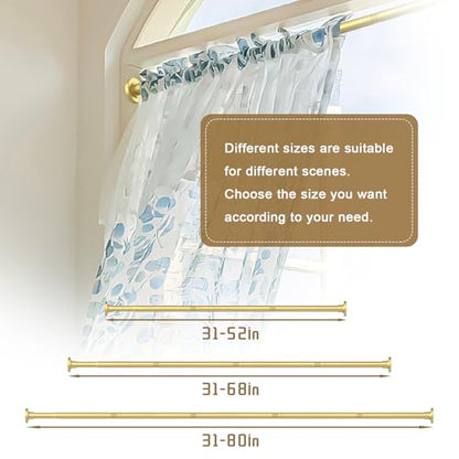 GXOACKJ Gold Shower Curtain Rods - 31-80 Inch Spring Tension Shower Rods for Bathroom, Adjustable, No Drilling, No Rust, Stainless Steel - color: Gold, size: 31-80 inches