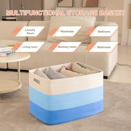 OIAHOMY 108L Extra Large Blanket Basket Dog Toy Basket Gradient Light Blue - color: Gradient Light Blue