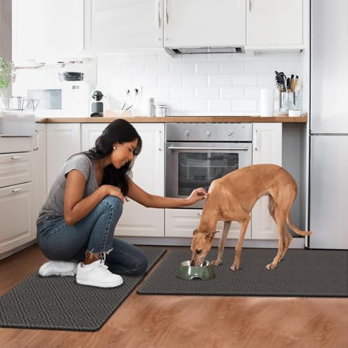 Kitchen Mat 2PCS Kitchen Rugs Cushioned Anti-Fatigue Rug Standing Desk Mat - color: Dark Grey, size: 59"L x 17.3"W x 0.4"Th