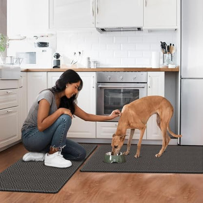 Kitchen Mat 2PCS Kitchen Rugs Cushioned Anti-Fatigue Rug Standing Desk Mat - color: Dark Grey, size: 59"L x 17.3"W x 0.4"Th