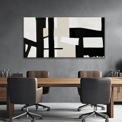 Canvas Art Wall Decor Black White Abstract Wall Art For Living Room 24 x 48 - color: KA-5F, size: 48"L x 24"W