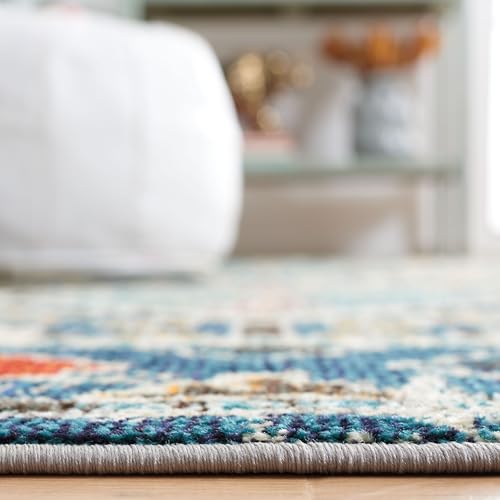 SAFAVIEH Madison Collection Runner Rug - 2' x 8', Navy & Beige, Boho Diamond Distressed Design, Non-Shedding & Easy Care, Ideal for High Traffic Areas in Living Room, Bedroom (MAD418M) - color: Navy/Beige, size: 2' x 8' (Runner)