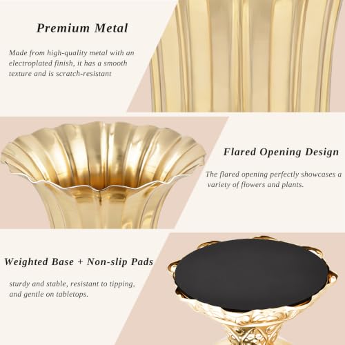 Gold Vases for Centerpieces, 6 Pcs Metal Trumpet Vase, 8.4" Tall - color: French Gold, size: 8.4in-6Pcs