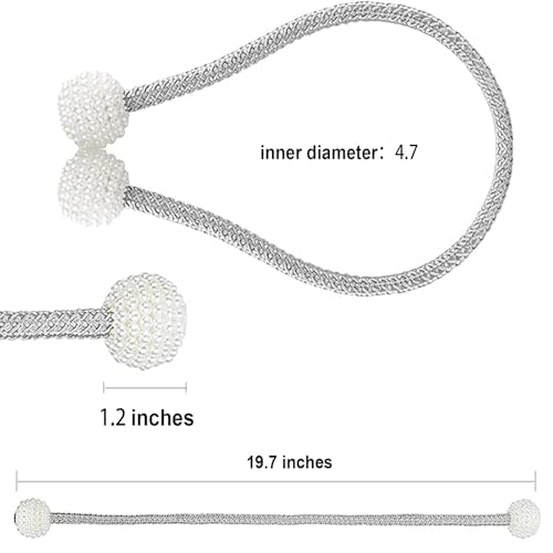 Magnetic Curtain Tiebacks with Pearl Accent, Simple Elegant Curtain Holdbacks for Home Window Drapery(2 Silver) - color: 2 Silver