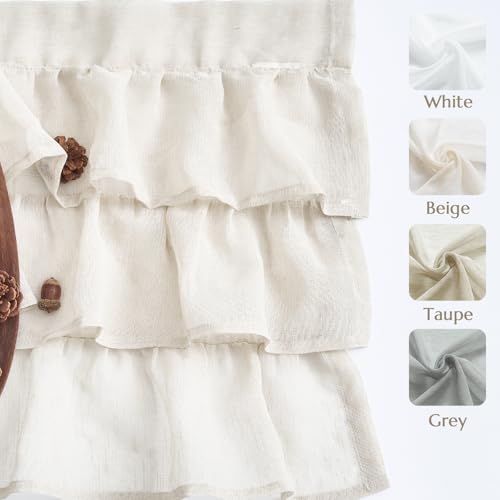 jinchan Ruffled Valance Curtain Shabbychic Farmhouse 18 Inch 1 Panel Beige - color: *Breeze Beige