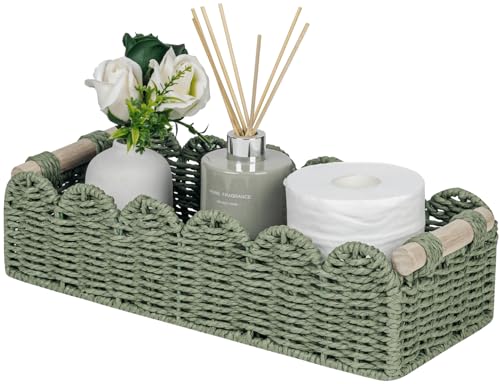 CubesLand Scalloped Toilet Paper Storage Basket W/Handle for Home Decor - color: Green, size: m - 14 X 6.3 X 3.9in