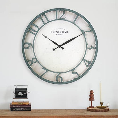 Presentime 21" Farmhouse Series Wall Clock - color: Aged Teal Finish, size: 21 inch