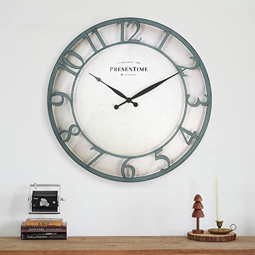 Presentime 21" Farmhouse Series Wall Clock - color: Aged Teal Finish, size: 21 inch