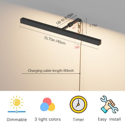 16" LED Picture Light Plug in, 5W Black Art Light - color: Black, size: 16 inch