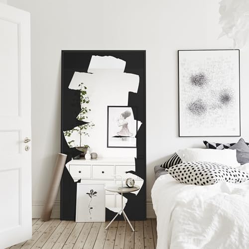 Delma Full Length Floor Mirror, 28"x56", Black, Abstract Wall Art Mirror - size: 56"L x 28"W