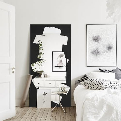 Delma Full Length Floor Mirror, 28"x56", Black, Abstract Wall Art Mirror - size: 56"L x 28"W