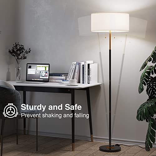 2-Light 3 Color Temperature Mid Century Floor Lamp for Living Room - color: Black & Glod