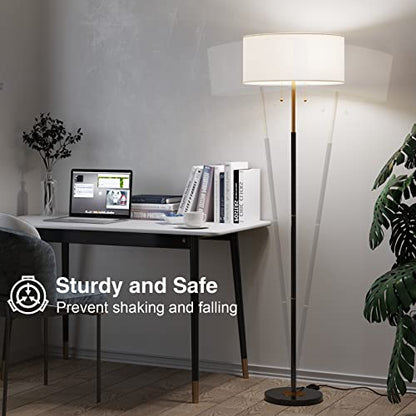2-Light 3 Color Temperature Mid Century Floor Lamp for Living Room - color: Black & Glod