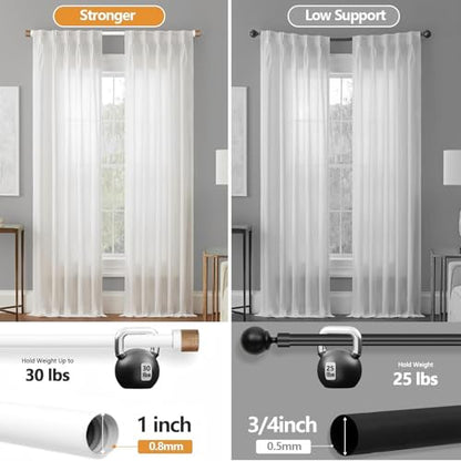 1 Pack Boho Rustic Adjustable Wood Curtain Rod 32-88 Inch, White - color: White, size: 32"-88"|1 PACK