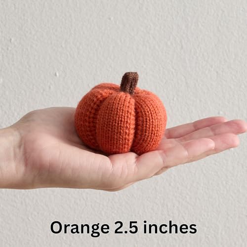 Set of 3 Multi-size Cozy Knit Pumpkins (Marigold Large Multi-size set) - color: Marigold Large Multi-size