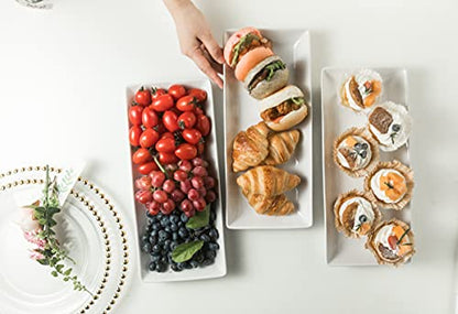 Gomakren 3 Tier Rectangular Serving Tray 14 Inch Serving Platters and Stand - color: Black, size: 15.7" x 13.5" x 9.2"