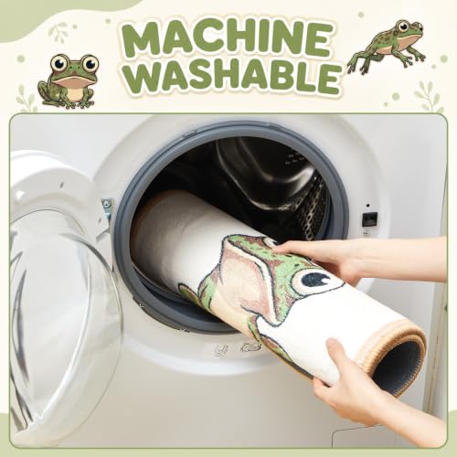 Drydiet U Shaped Toilet Rug Washable Cute Bath Mat 24x20,Frog - style: Frog