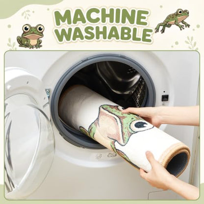 Drydiet U Shaped Toilet Rug Washable Cute Bath Mat 24x20,Frog - style: Frog