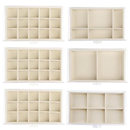 Watpot Acrylic Jewelry Box Organizer and Storage 6 Drawer for Earring Display Tray - color: Beige 6 Layers