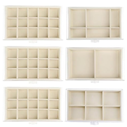 Watpot Acrylic Jewelry Box Organizer and Storage 6 Drawer for Earring Display Tray - color: Beige 6 Layers